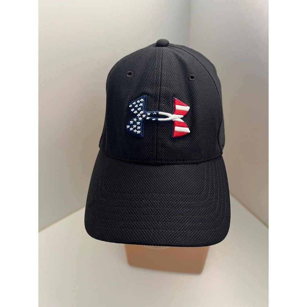 Under Armour UA Freedom Hat Baseball Cap Patriotic USA Black Flex Fitted S-M